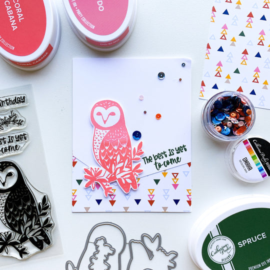 card with sentiment and woodsy patterned paper