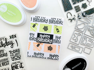 happy birthday card with wrap it up stamps