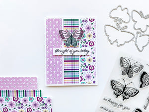 card with butterfly and patterned paper