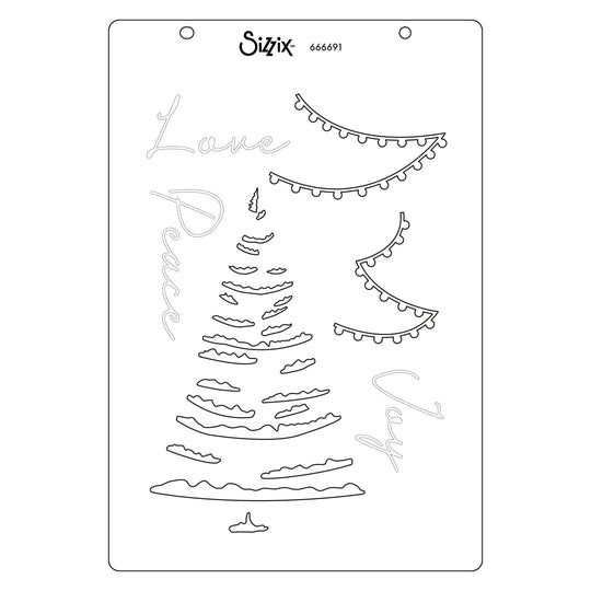 Merry & Light Cosmopolitan Stamp Set with Stencil by Sizzix