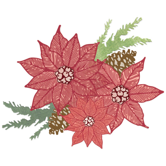 Poinsettia Trio Stamp Set with Framelits by Sizzix