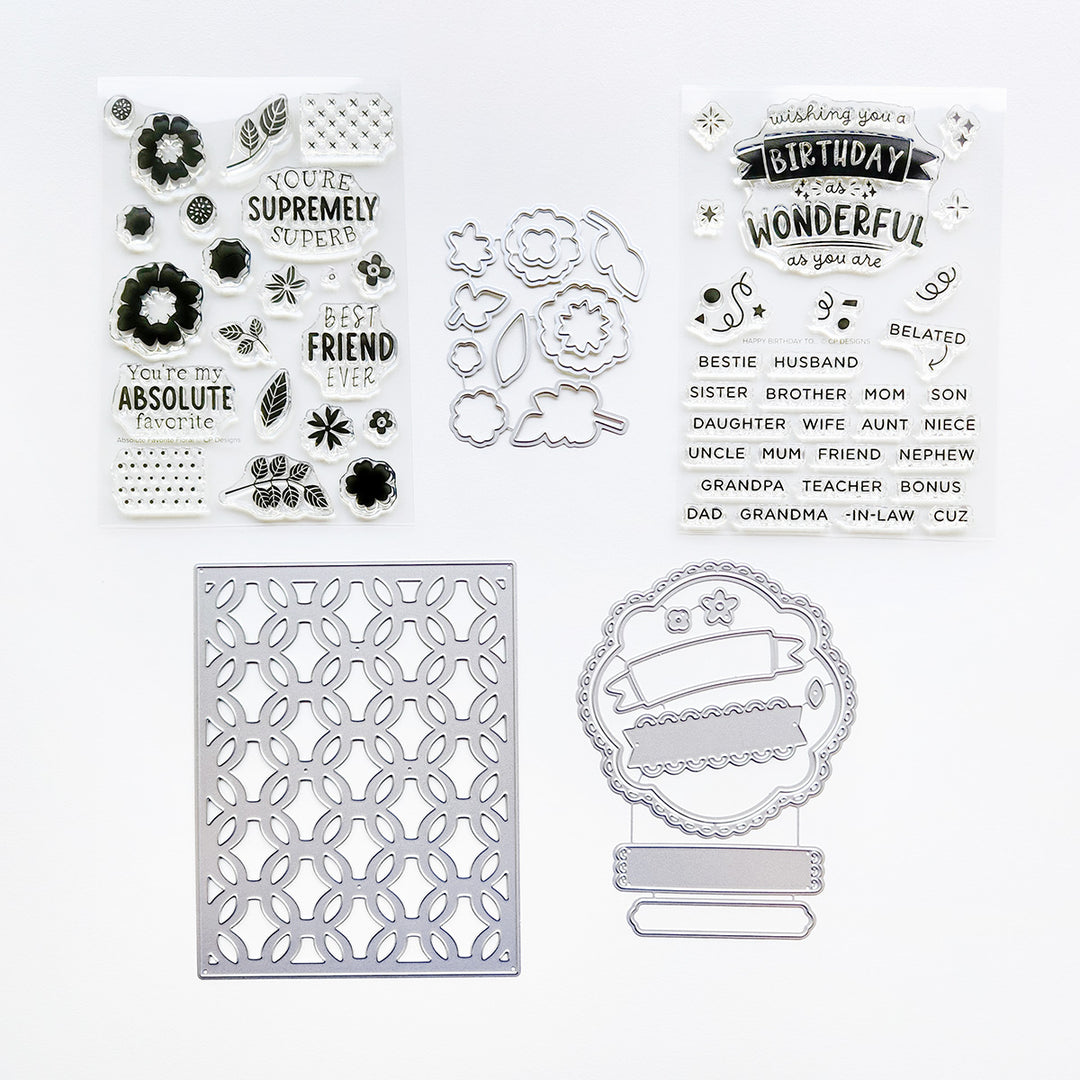 Absolute Favorite bundle including stamps, dies and cover plate
