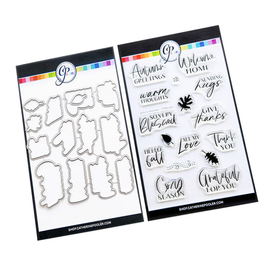 Autumn Greetings Sentiments Stamp & Die Bundle