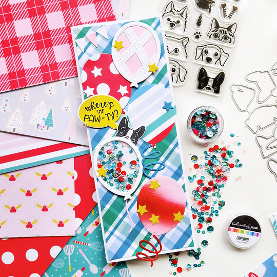 Cookies for Santa Paper with Peeking Pets and Ballons 