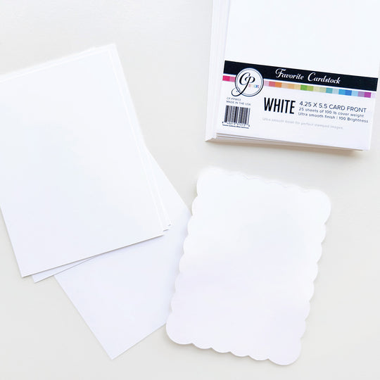 Favorite Cardstock: White 4.25" x 5.5" Card Front