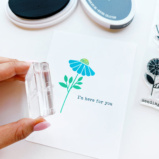 stamping a blue wildflower