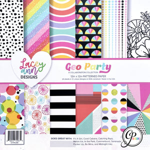 Geo Party 12x12 patterned paper is full of fun rainbow prints plus black & white graphics!