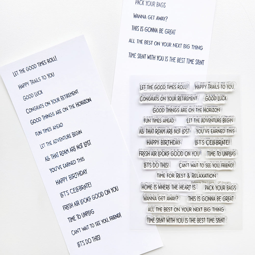 Getaway One Liner Sentiments Stamp Set