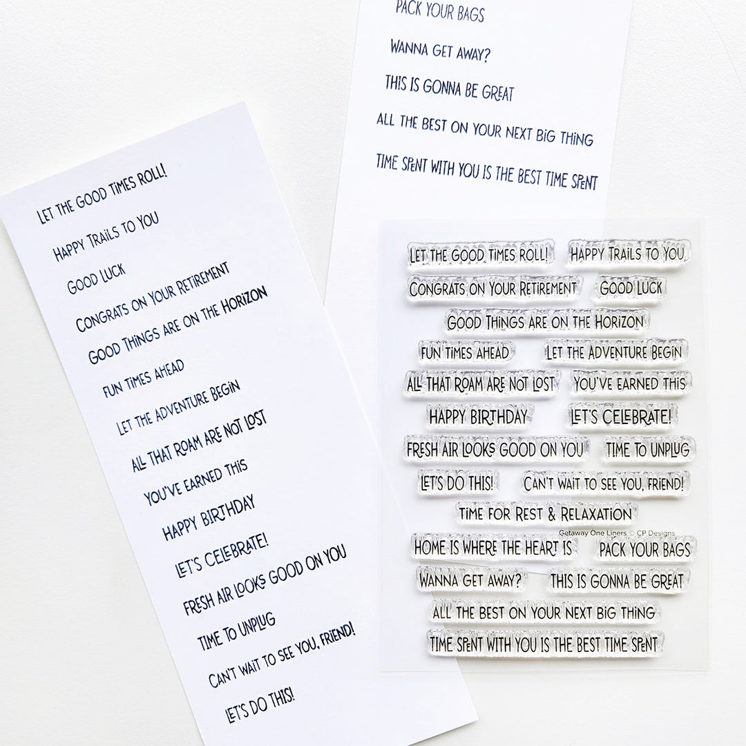 Getaway One Liner Sentiments Stamp Set