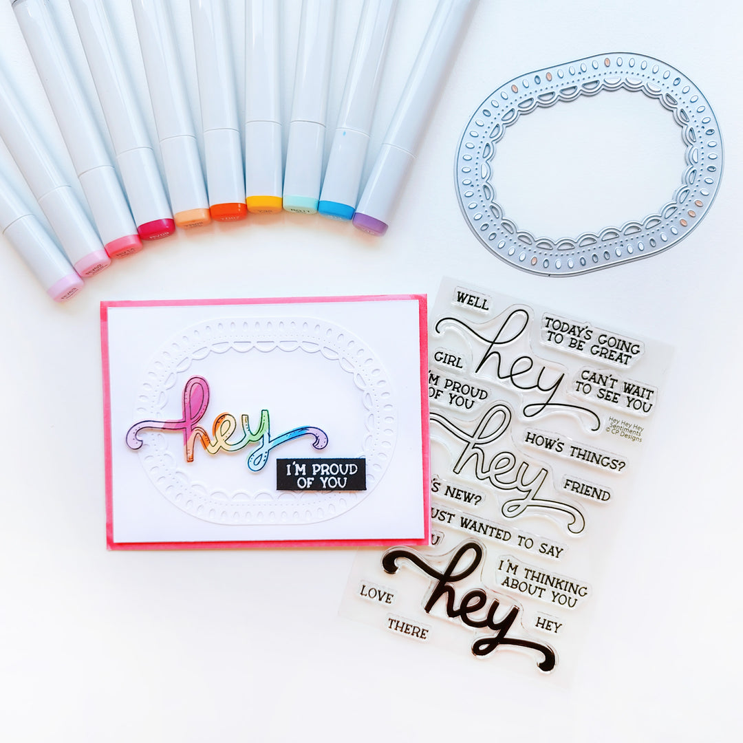 Hey, Hey, Hey Sentiments Stamp Set