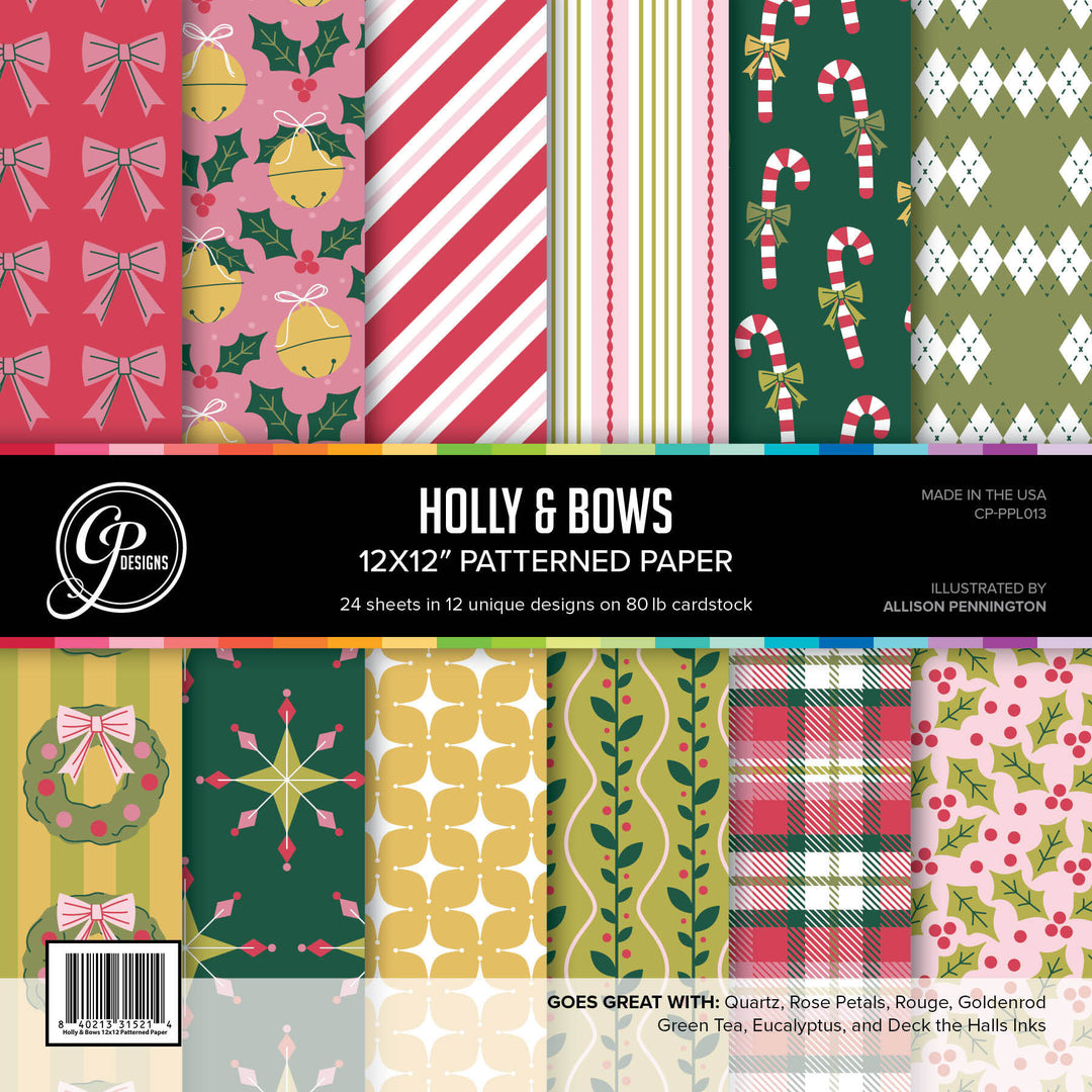 Holly & Bows 12x12 Patterned Paper