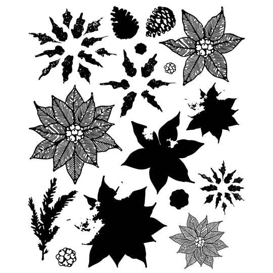 Poinsettia Trio Stamp Set with Framelits by Sizzix