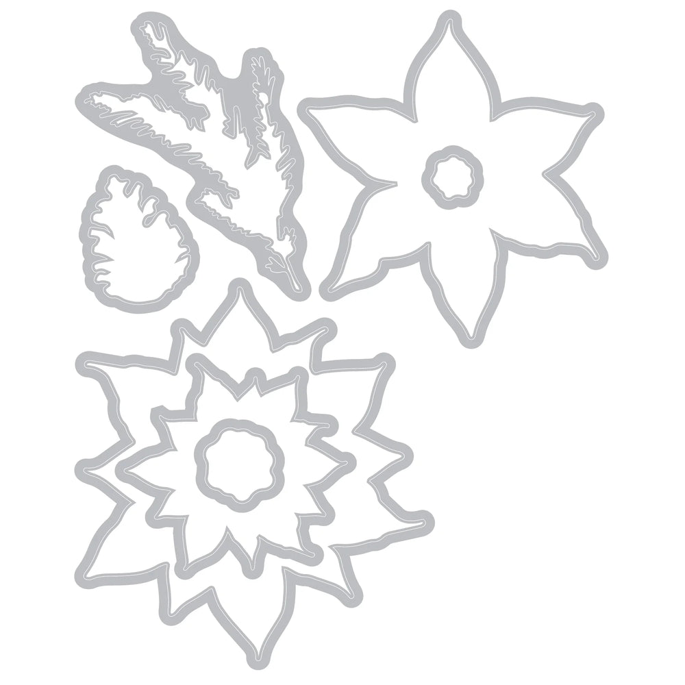 Poinsettia Trio Stamp Set with Framelits by Sizzix