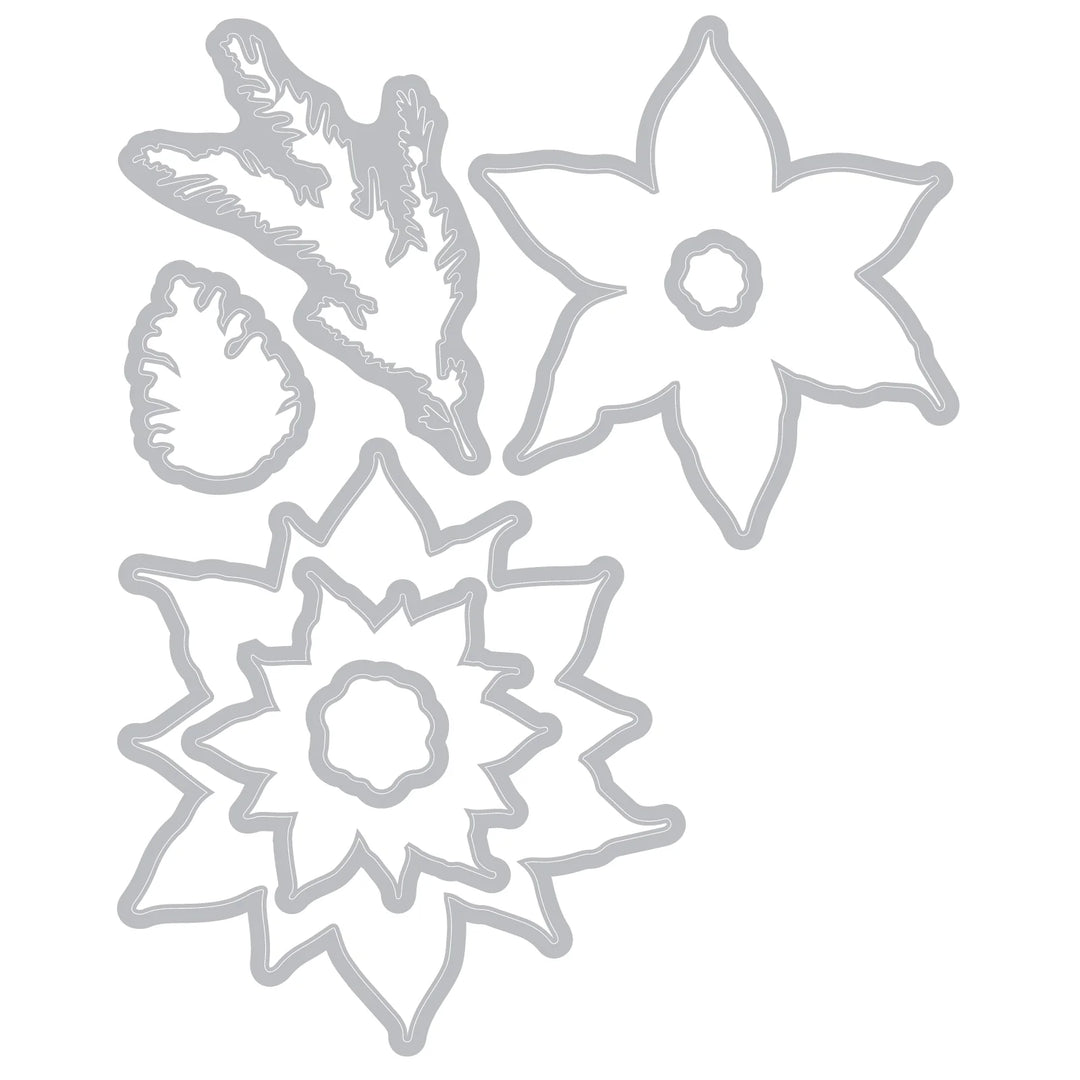 Poinsettia Trio Stamp Set with Framelits by Sizzix