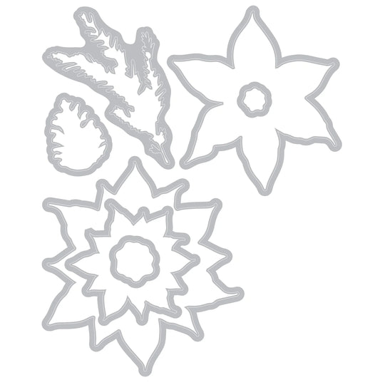 Poinsettia Trio Stamp Set with Framelits by Sizzix