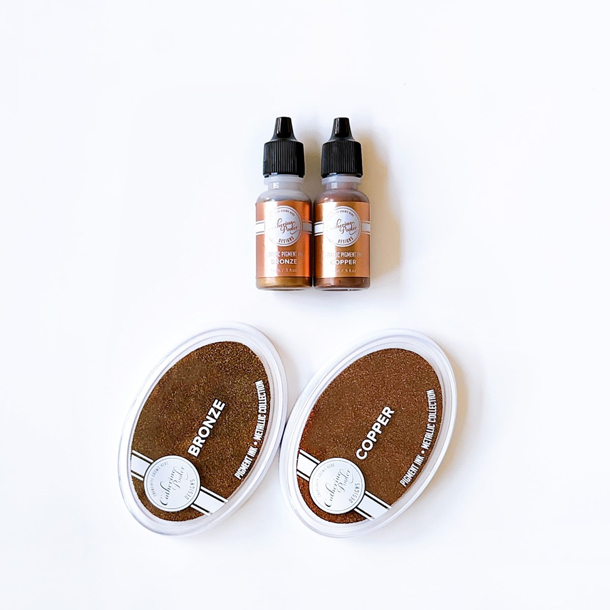 Copper & Bronze Metallic Pigment Ink Pads w/Refills Copper & Bronze Metallic Pigment Ink Pads w/Refills