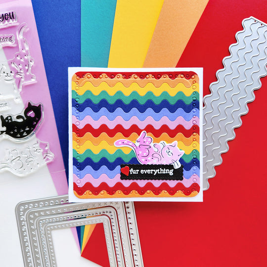 Handmade thanks card with colorful Rick Rack Paper Strips and the Purr-fect Pals Stamp Set