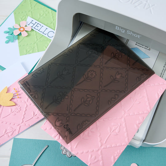 Scallop Framed Florals Multi Level Textured Impressions Embossing Folder