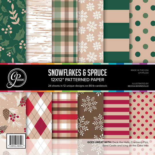 Snowflakes & Spruce 12x12 Patterned Paper