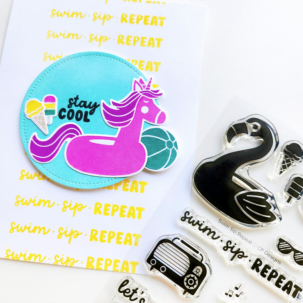 Swim Sip Repeat Stamp Set
