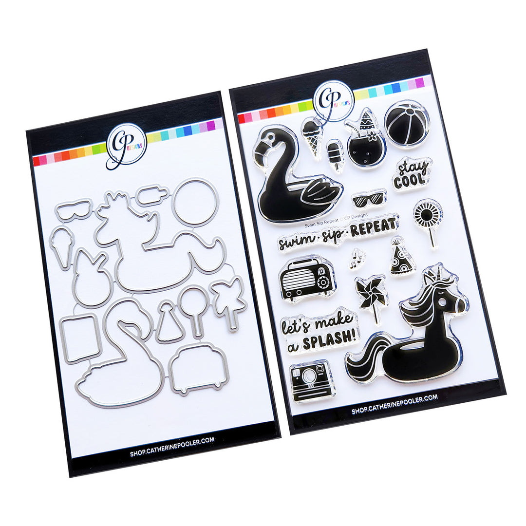 Swim Sip Repeat Stamp & Die Bundle