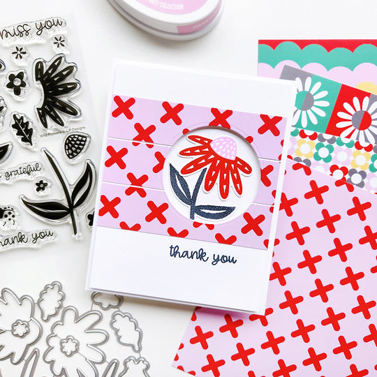 Handmade thank you card with cut out of statement flower using the Wild Flowers stamp set.