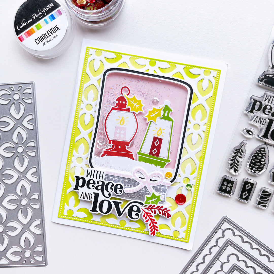 Mason Jar Snow Globe Stamp Set