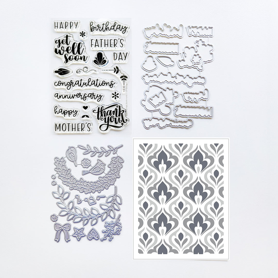 Welcome Wreath bundle Set of stamps, metal dies and layered stencil