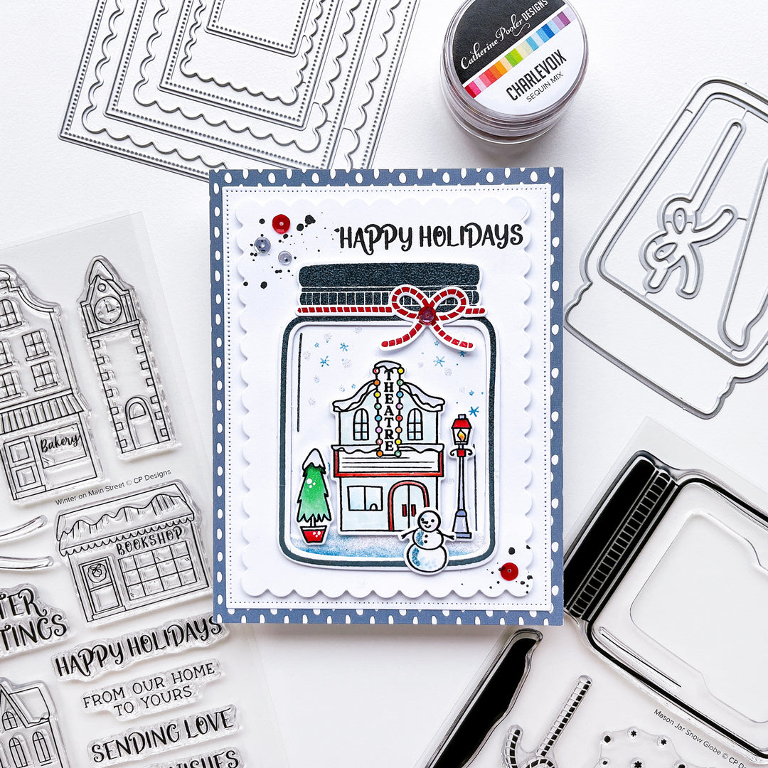 Mason Jar Snow Globe Stamp Set