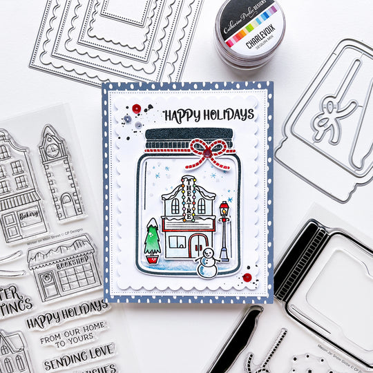 Mason Jar Snow Globe Stamp Set