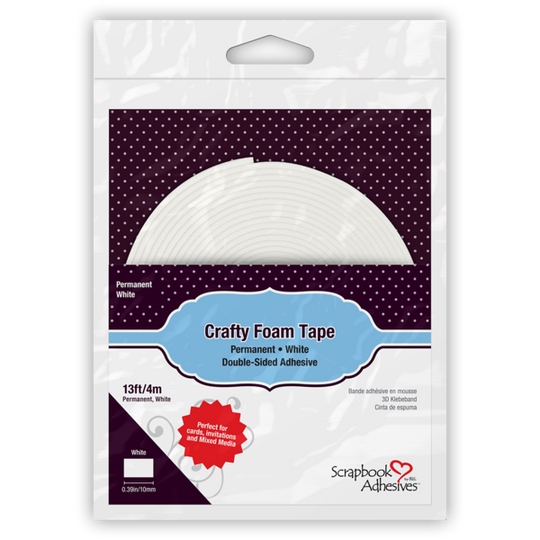 White Crafty Adhesive Foam 3/8" x 13' Roll