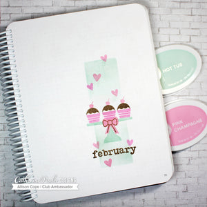 February Stamp Set Canvo spread with cupcakes on stand