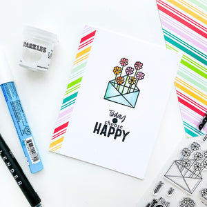Today I choose happy sentiment with envelope and flowers