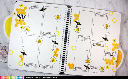 may calendar in canvo journal made with weekly four stencil