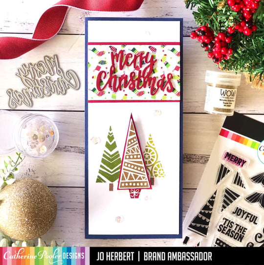 Merry Christmas slimline card with trees