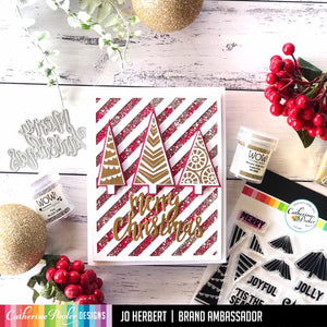 Merry Christmas card with jolly trees