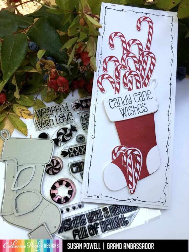 candy cane wishes slimline card with stocking