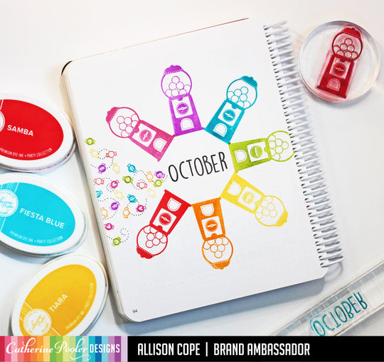 October page in Canvo journal with gumball machines