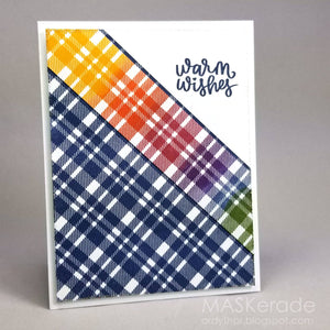 warm wishes card and plaid background stamp