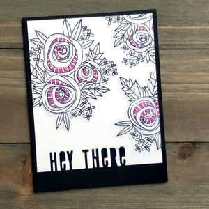 hey there card with cottage corsage stamps