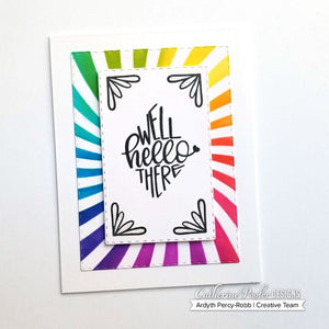 well hello there card with rainbow twisted sunburst