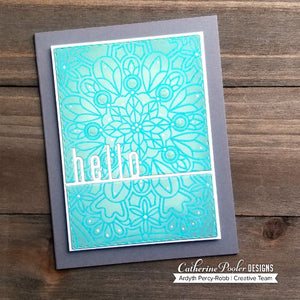 hello card with rondi's window background stamp