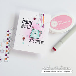 Baby, It's Cold Outside Stamp Set on Pink Ombre Background