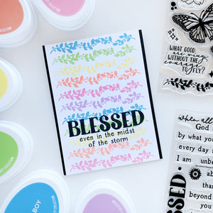 Rainbow floral Blessed card