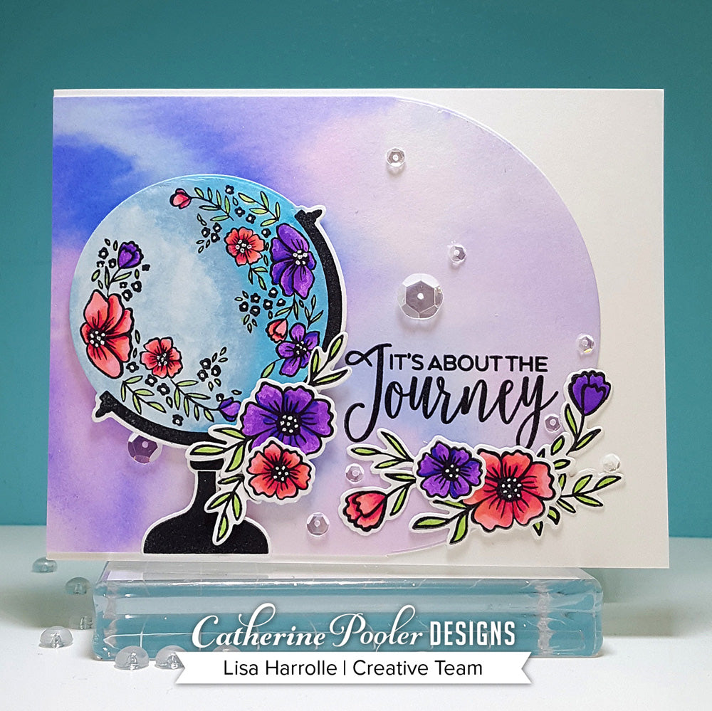 Amber's World Stamp Set Globe on Purple Background