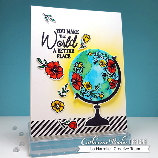 Amber's World Stamp Set Globe on Yellow Background