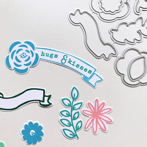 die cut flowers and sentiment