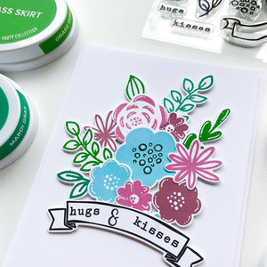 card with flowers and banner