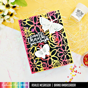 patterned card with butterflies and sentiment