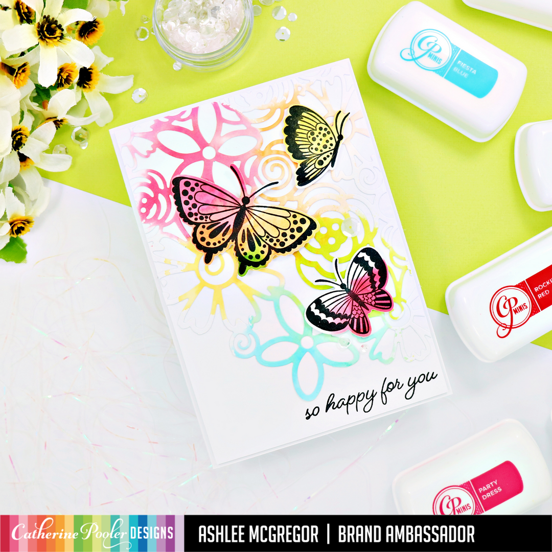 happy for you card with butterflies